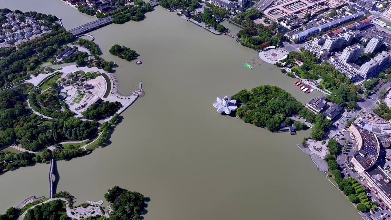 浙江嘉兴平湖东湖景区 李叔同纪念馆视频素材