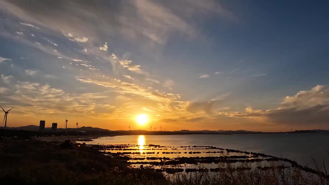 山东威海海边日落延时视频素材