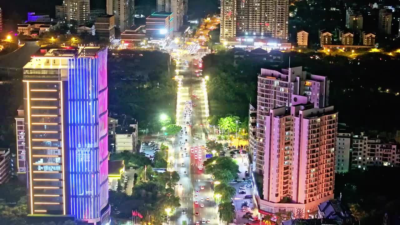 城市十字路口道路夜景航拍视频素材