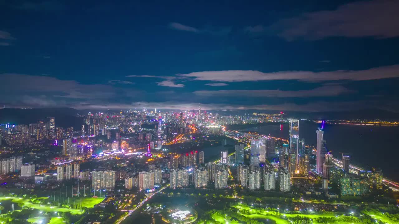 4K航拍深圳福田夜景延时视频素材