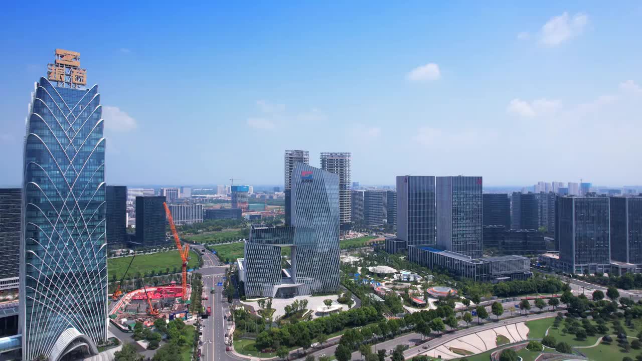 浙江省嘉兴市桐乡凤凰湖城市环境视频素材