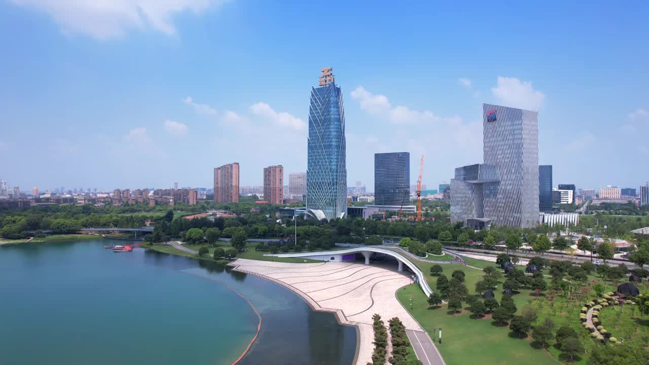 浙江省嘉兴市桐乡凤凰湖城市环境视频素材