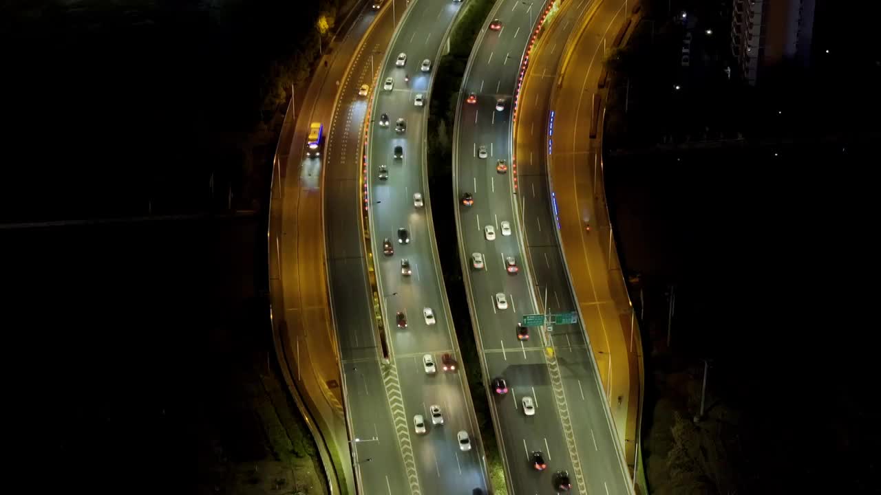 苏州工业园区娄江快速路官渎里立交桥夜色城市风景航拍视频素材