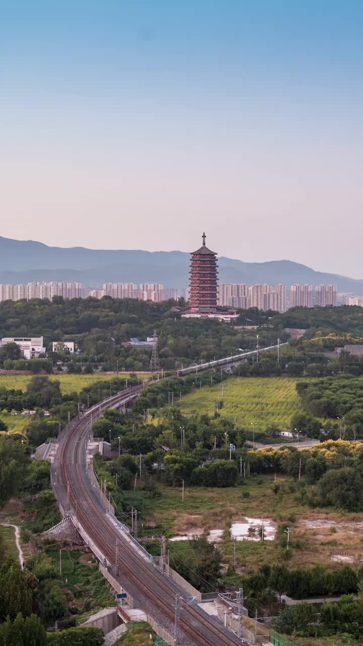 北京永定塔铁道延时摄影视频素材