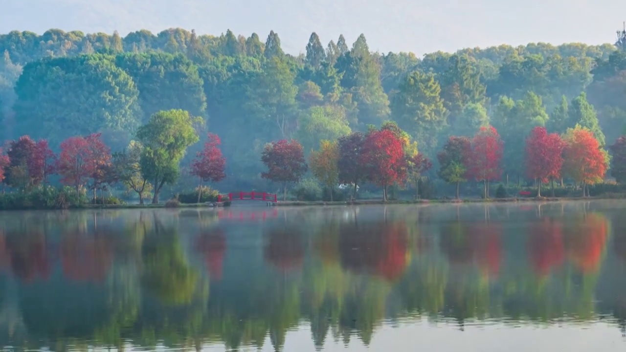 秋季的前湖晨景，江苏南京视频素材