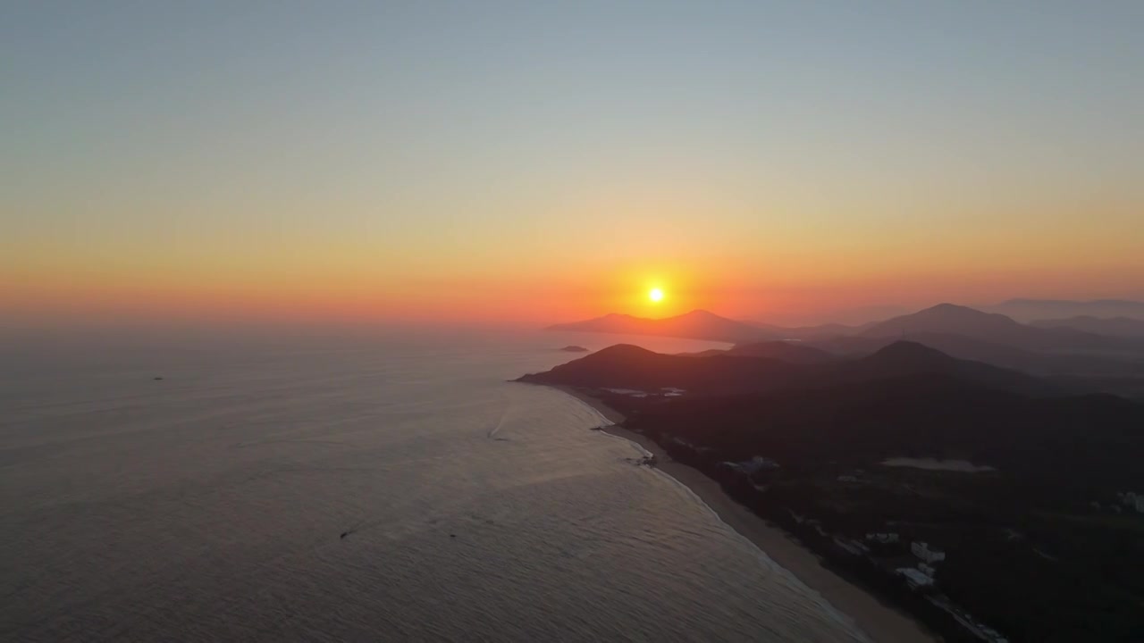 航拍广东阳江海陵岛日落风光视频素材