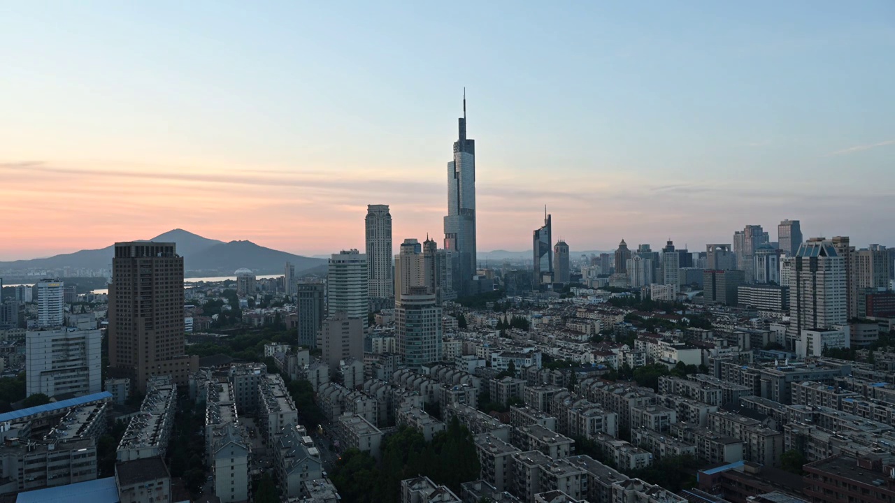 4K 南京日出 现代都市 朝霞视频素材