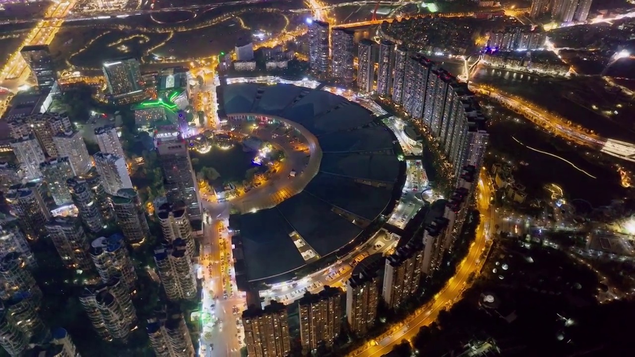 成都高新区夜景航拍视频素材