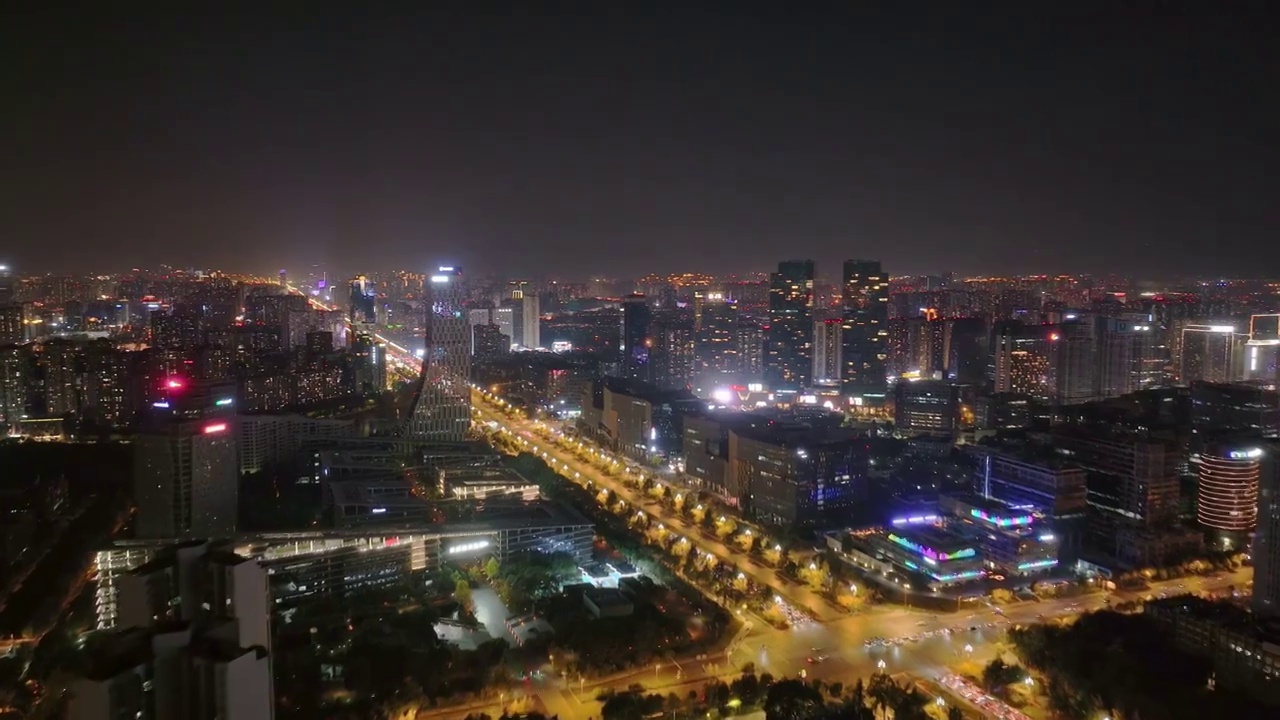 成都高新区夜景航拍视频素材