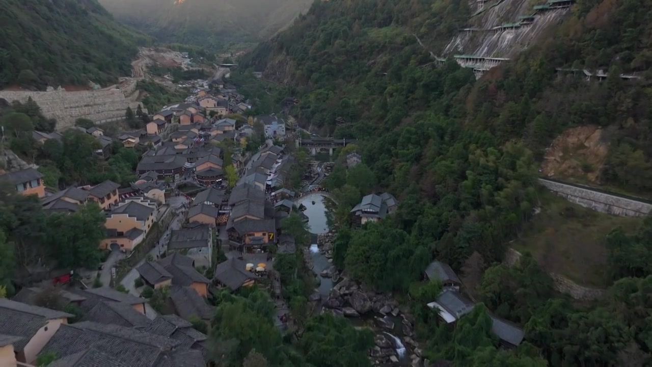 航拍江西上饶市望仙谷旅游度假区仙侠世界自然风光视频素材