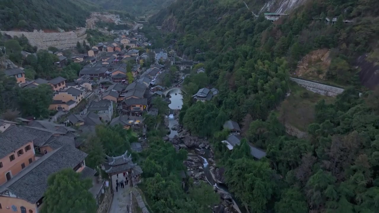 航拍江西上饶市望仙谷旅游度假区仙侠世界自然风光视频素材