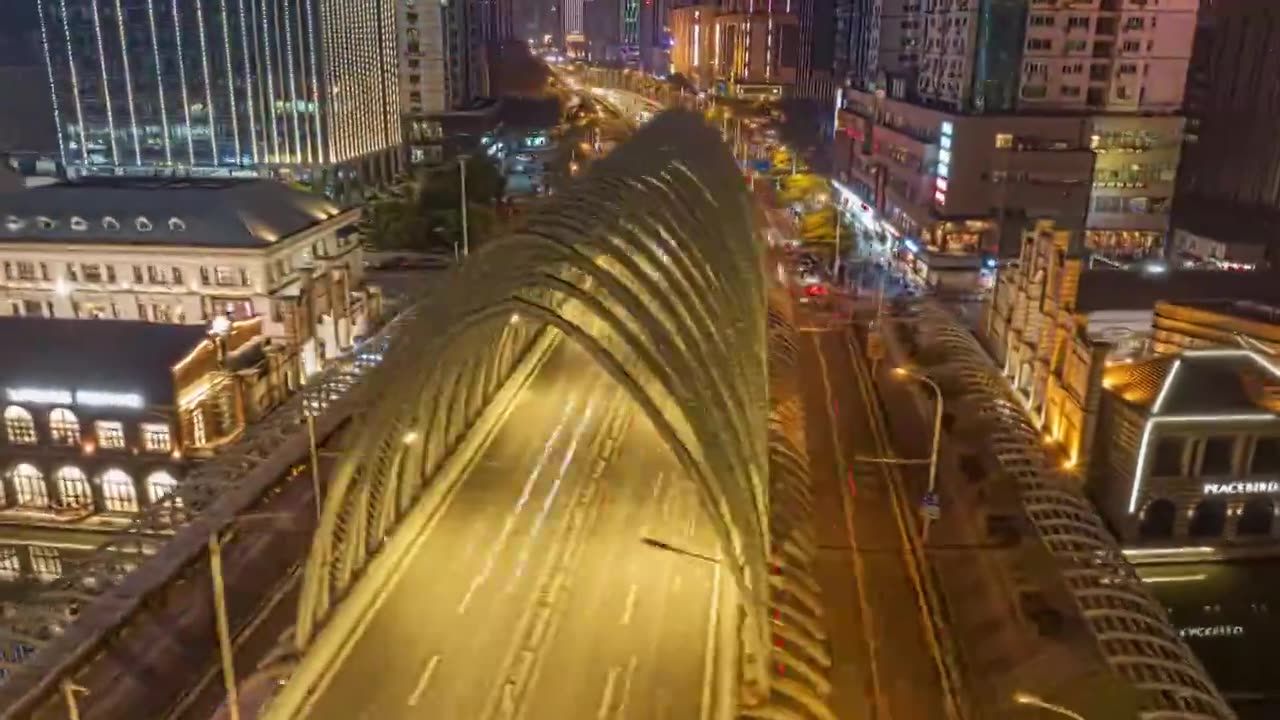 武汉市武昌区中北路楚河汉街夜景延时摄影视频素材