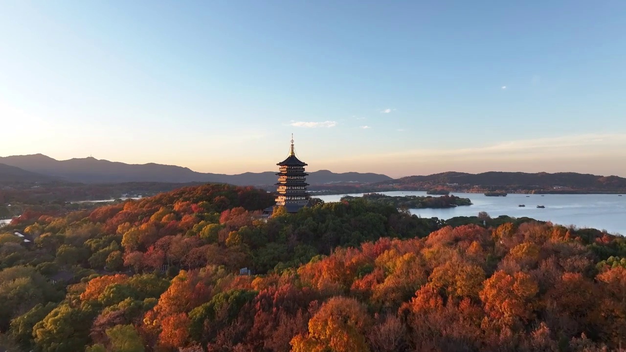 秋天的杭州西湖风景视频素材