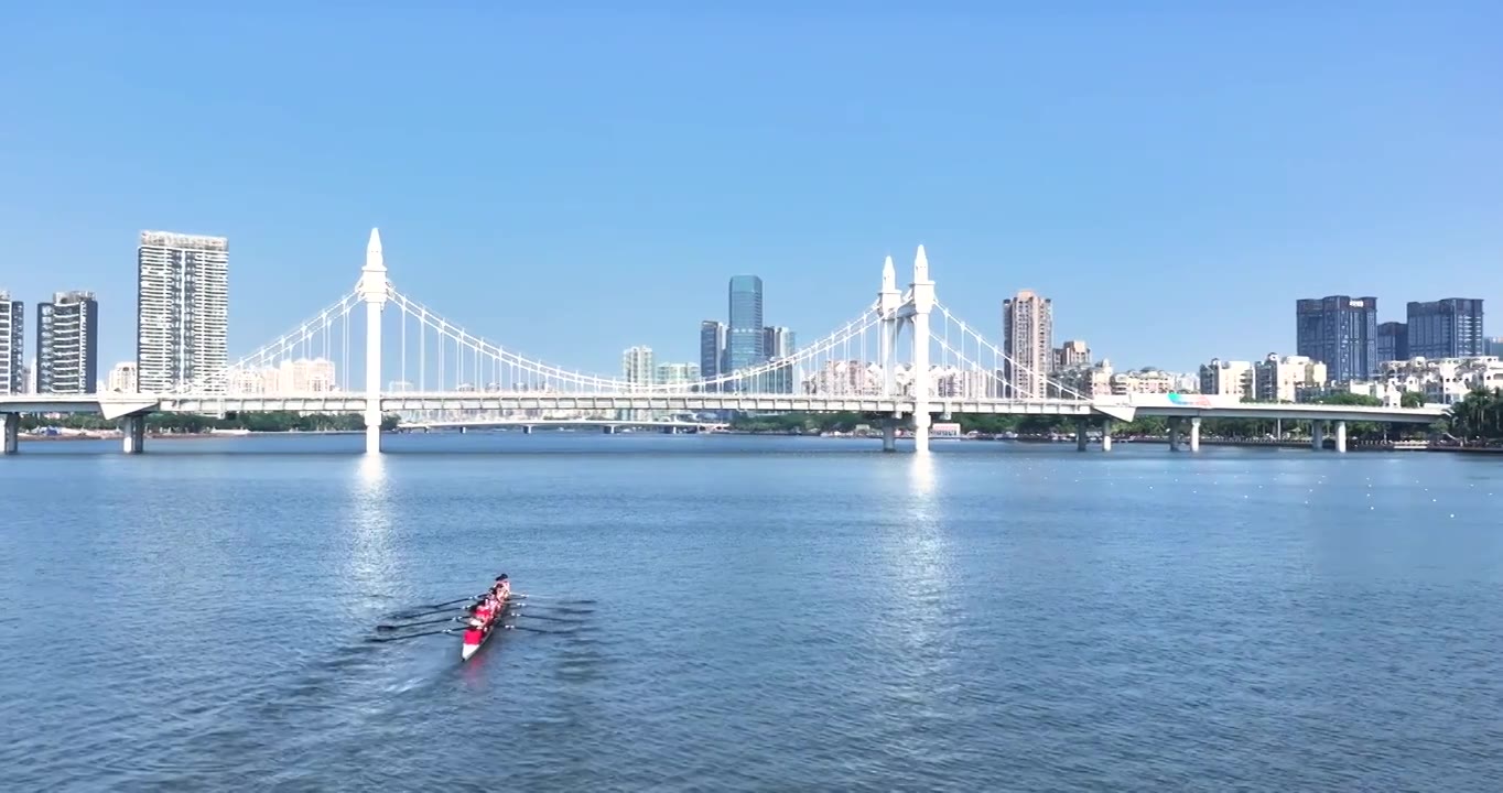 航拍珠海前山河赛艇视频素材