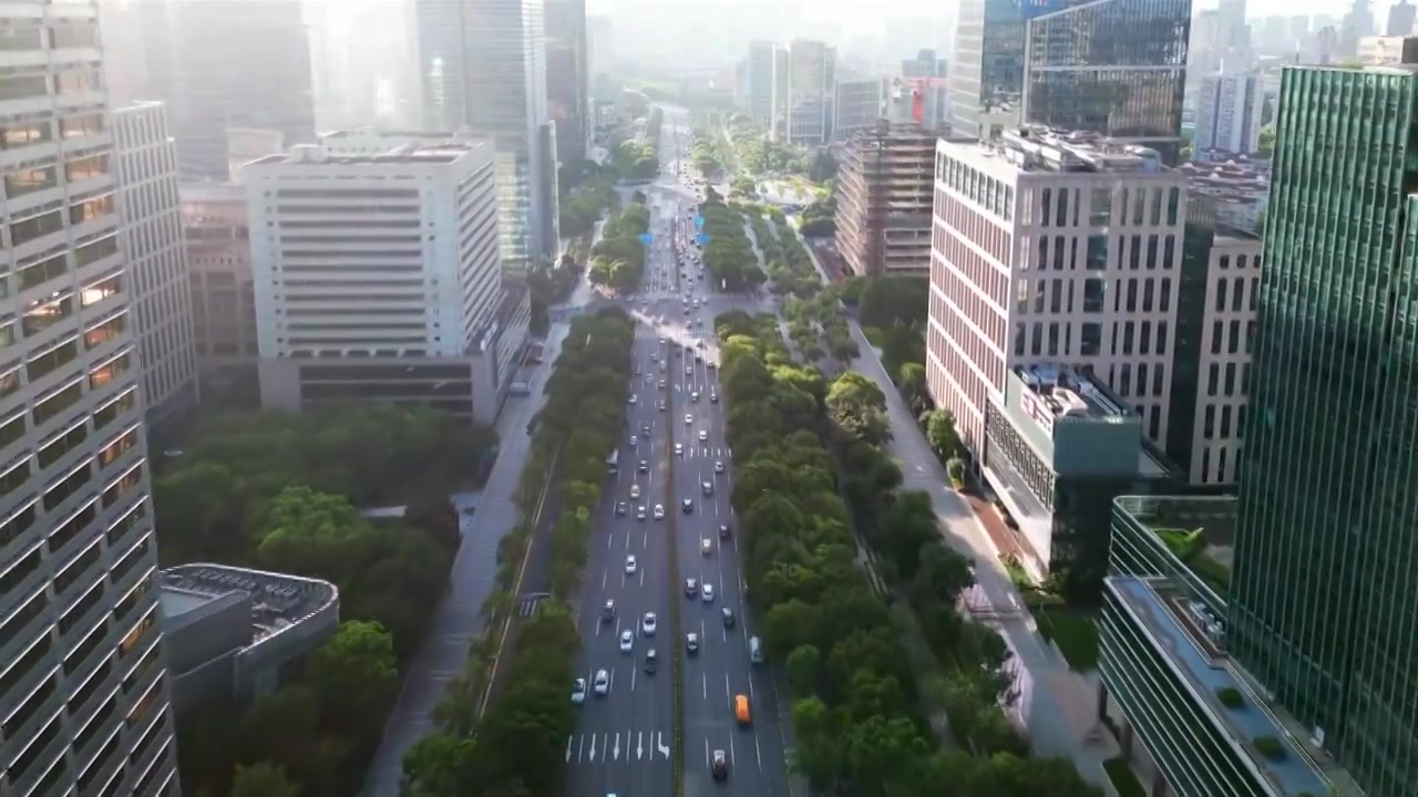 上海市世纪大道城市环境航拍风光视频素材画面3
