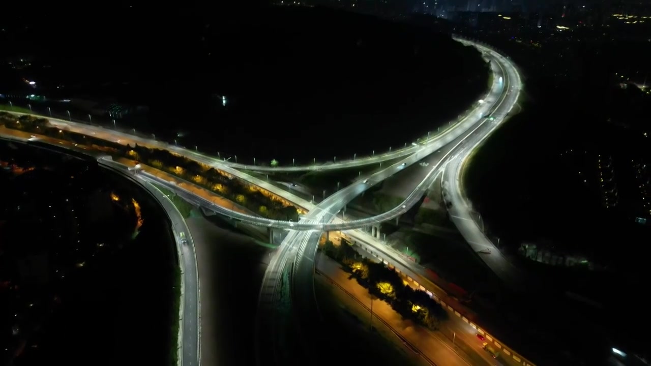 茶园立交桥夜景航拍视频素材