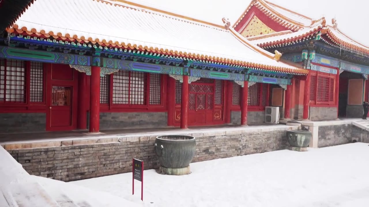 北京故宫博物院雪中美丽风景  雕栏玉砌视频素材