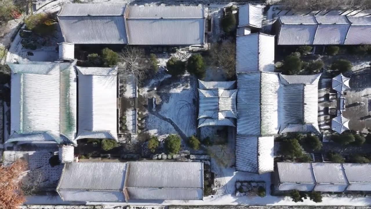 周口关帝庙古建筑群雪景视频素材