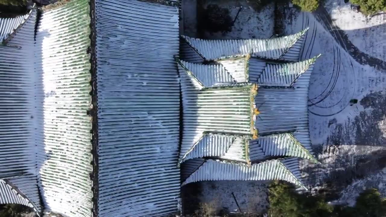 周口关帝庙古建筑群雪景视频素材