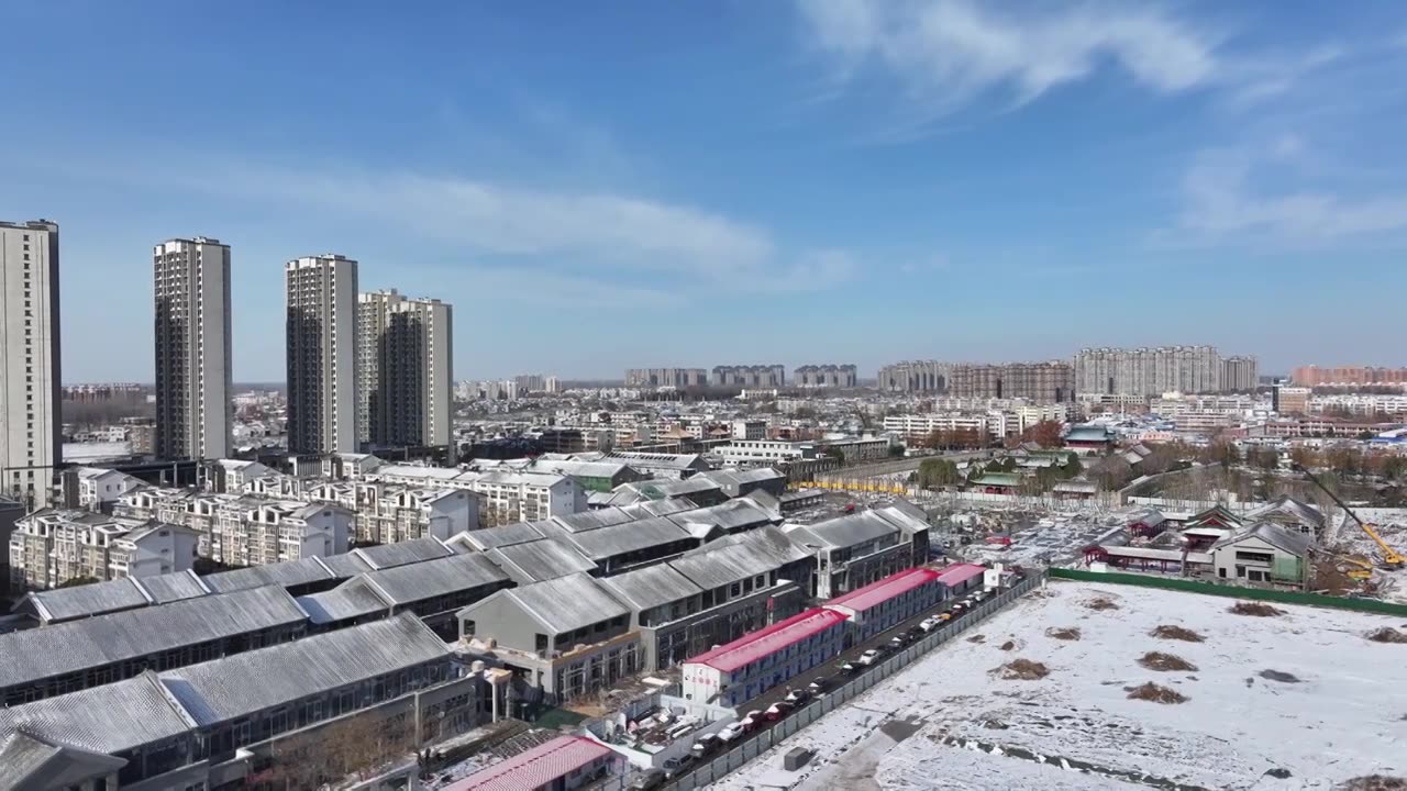 周口关帝庙古建筑群雪景视频素材