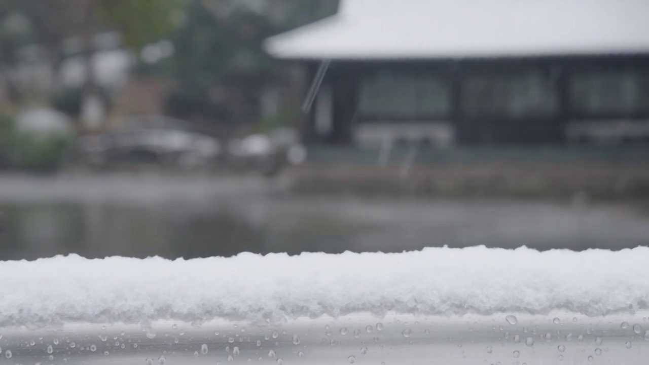 下雪中的江南园林，雪中的江阴兴国公园，雪中的中山公园，江南园林雪景，下雪，雪景，江阴市园林雪景视频素材