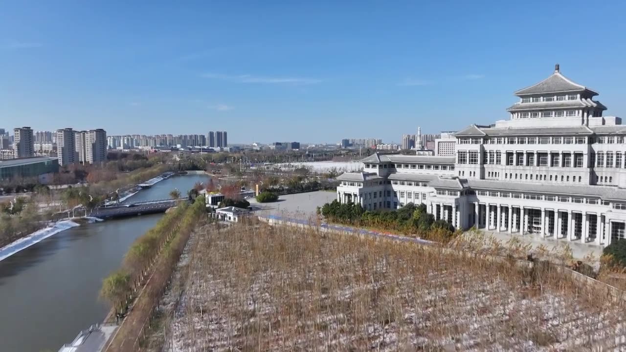 周口市博物馆雪景视频素材