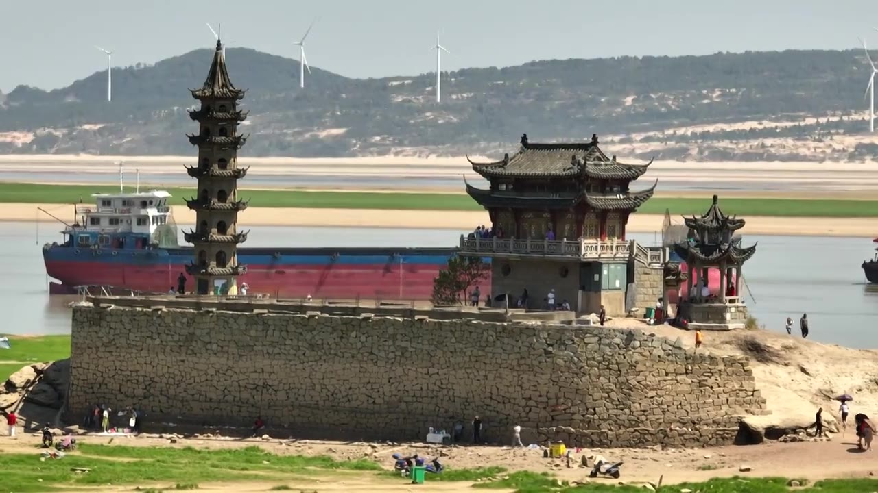 江西九江鄱阳湖草海落星墩视频素材