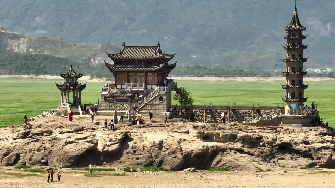 江西九江鄱阳湖草海落星墩视频素材