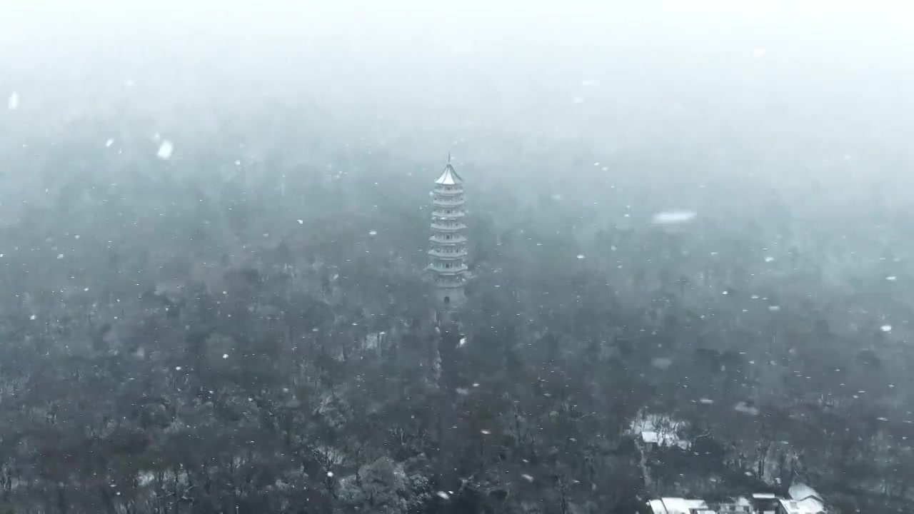 南京灵谷寺雪景视频素材