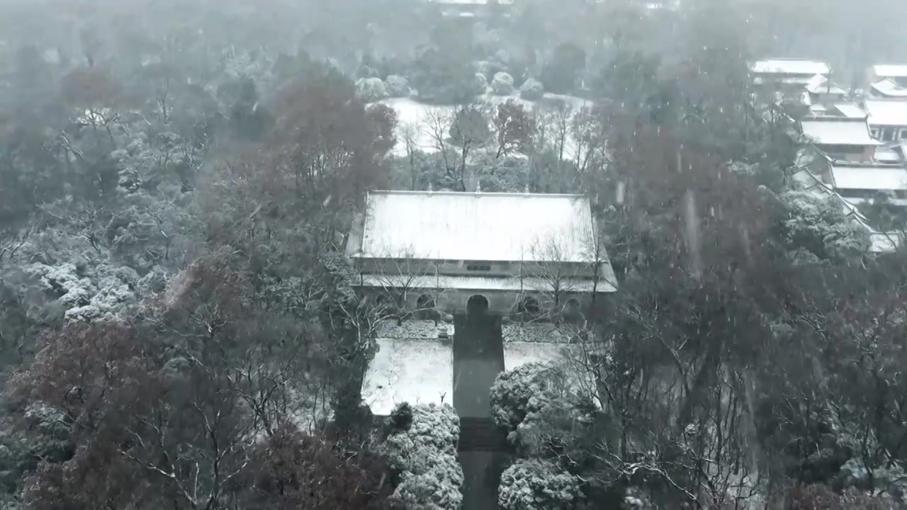 南京灵谷寺雪景视频素材