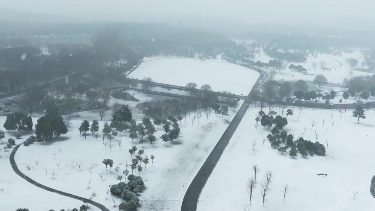 南京钟山体育公园雪景视频素材