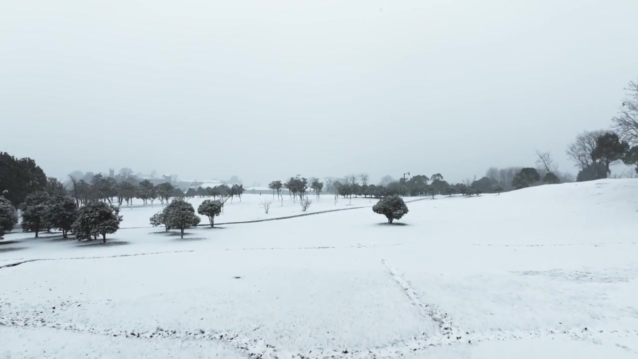 南京钟山体育公园雪景视频素材