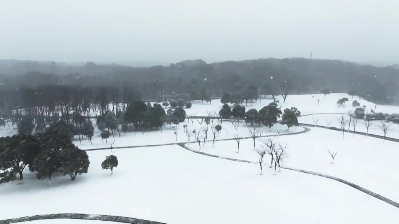 南京钟山体育公园雪景视频素材