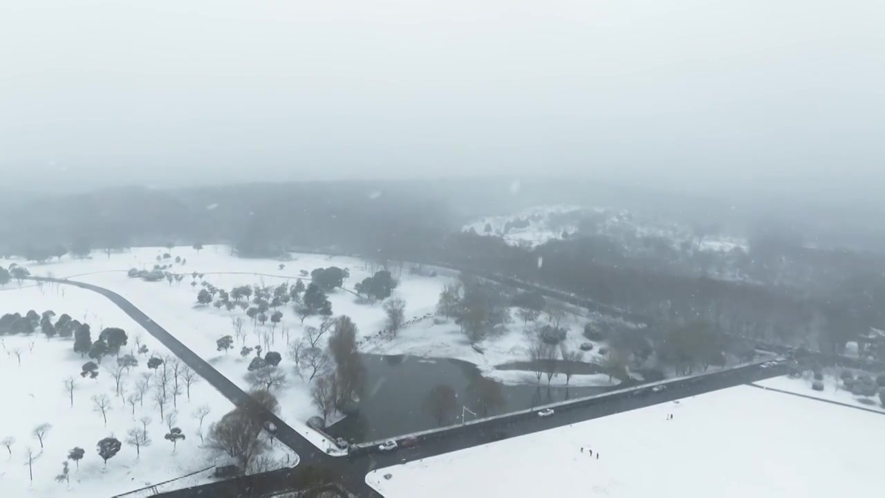 南京钟山体育公园雪景视频素材