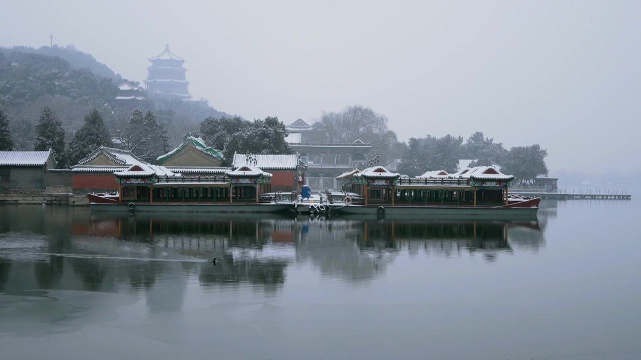 北京颐和园冬季雪景视频素材