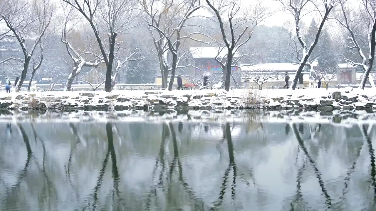 北京颐和园冬季雪景视频素材