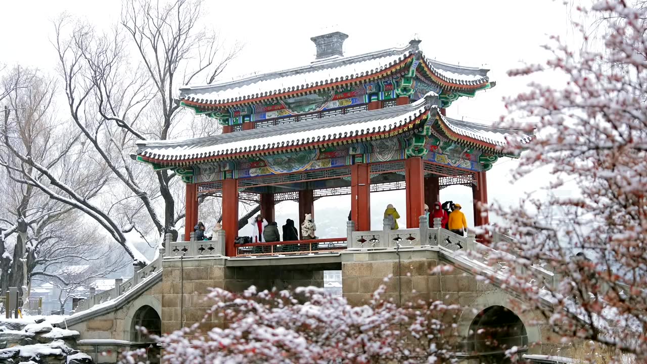 北京颐和园冬季雪景视频素材