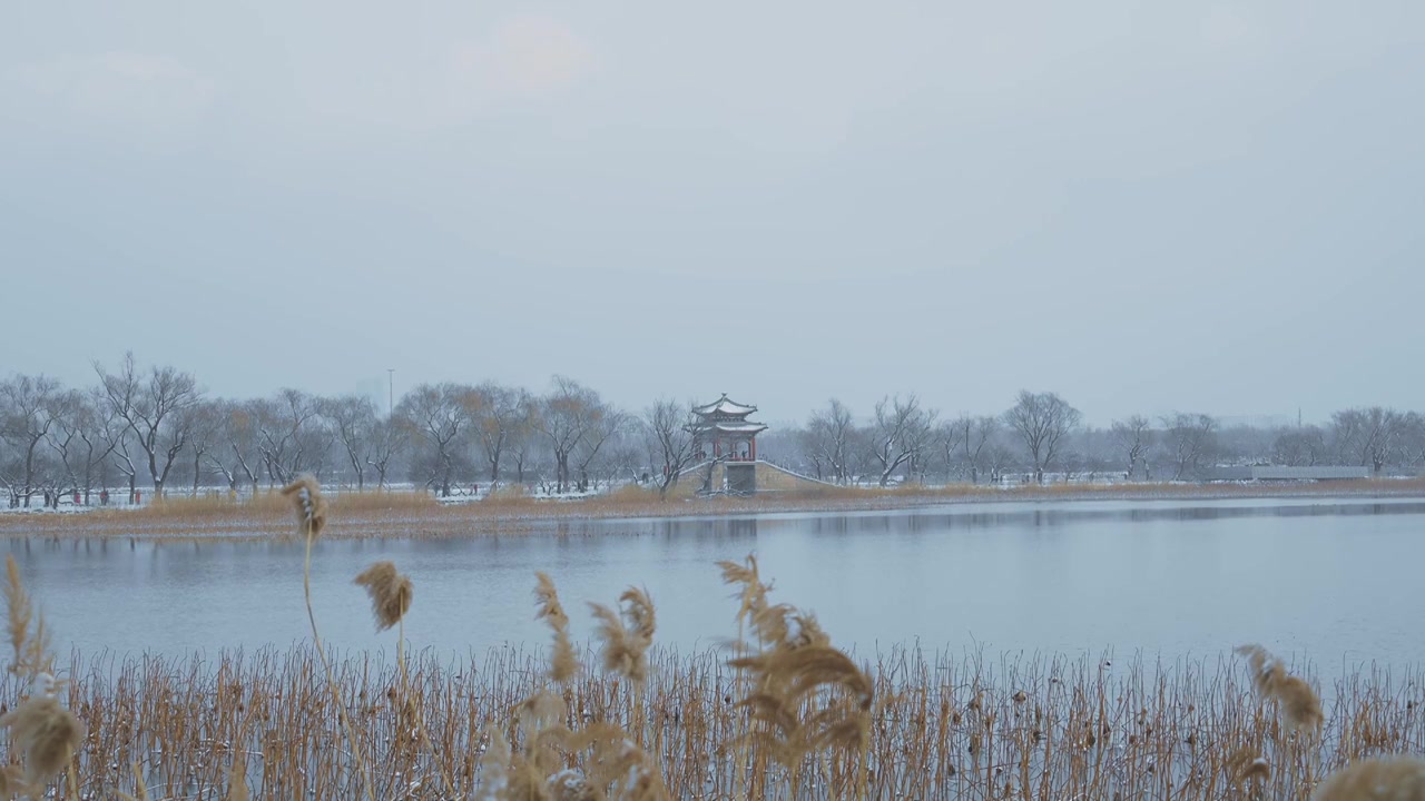 升格拍摄北京颐和园冬季雪景视频素材