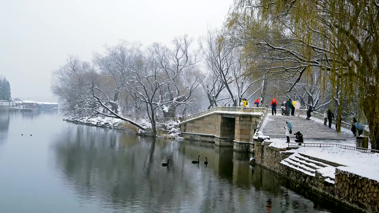 北京颐和园冬季雪景视频素材