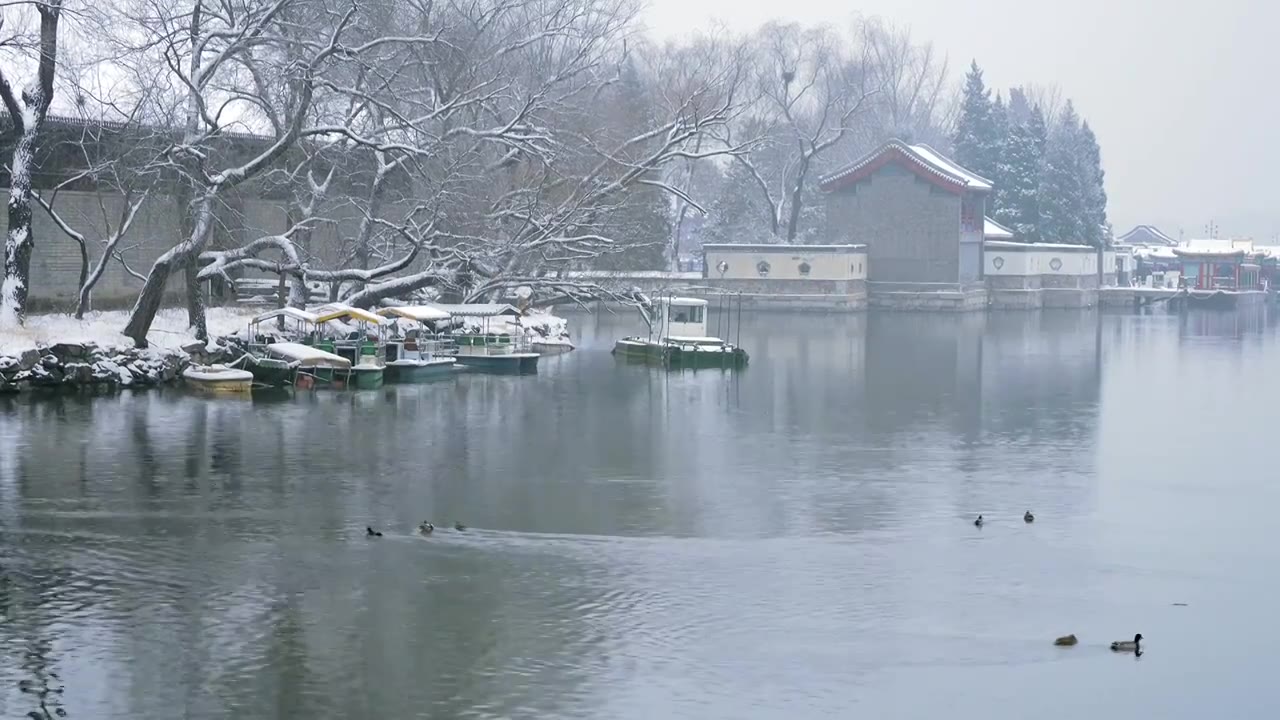 北京颐和园冬季雪景视频素材