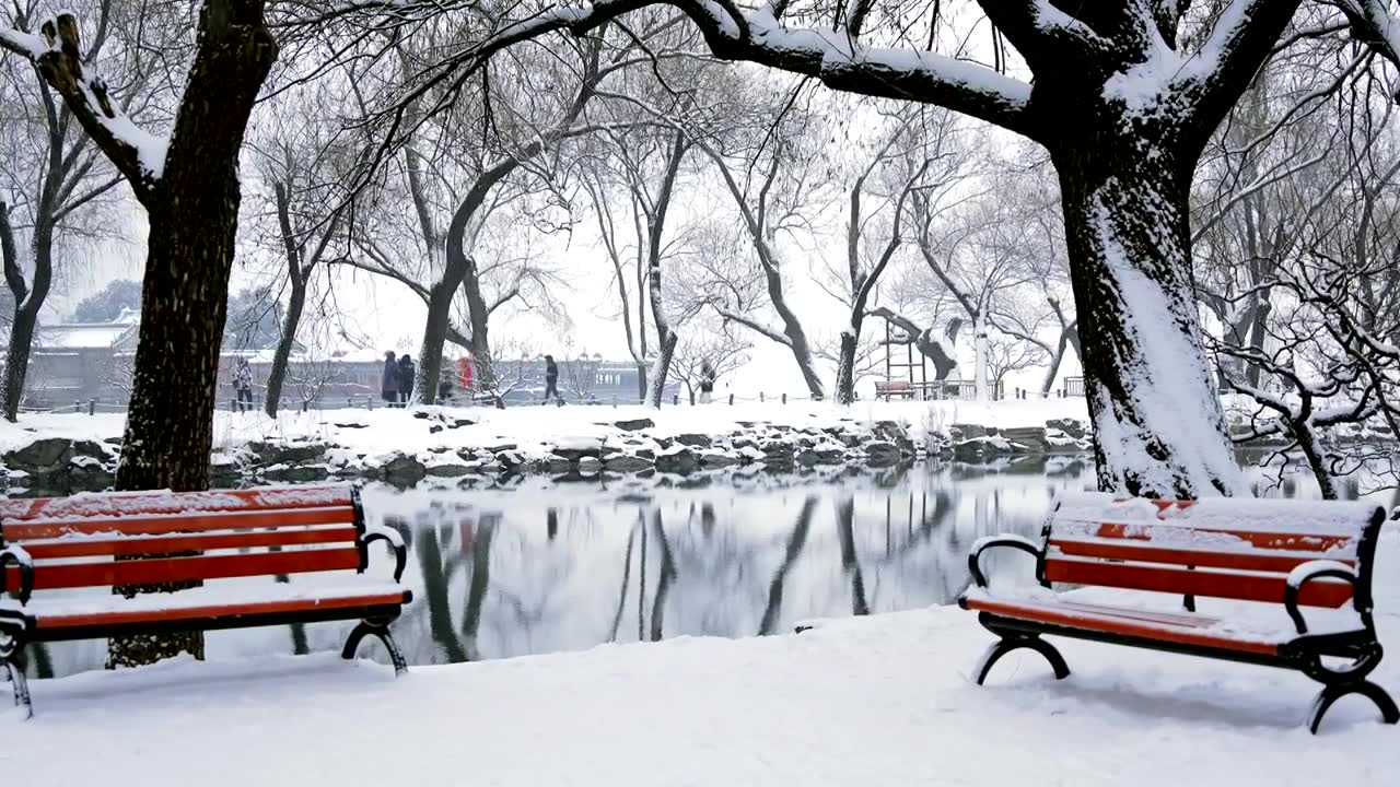 北京颐和园冬季雪景视频素材