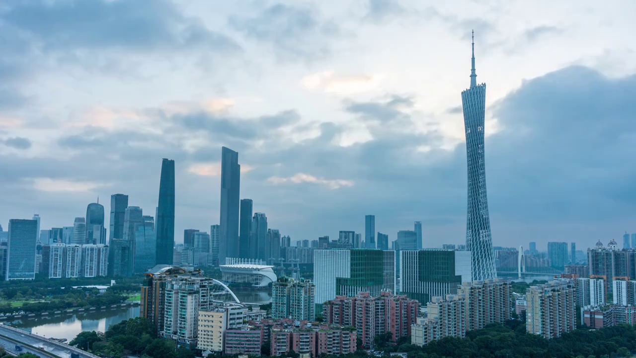 广州城市天际线延时视频素材