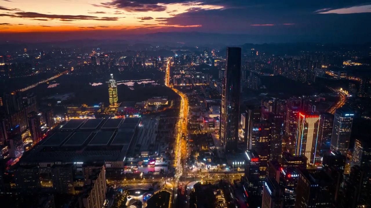 贵州贵阳观山湖区金融城城市夜景航拍视频素材