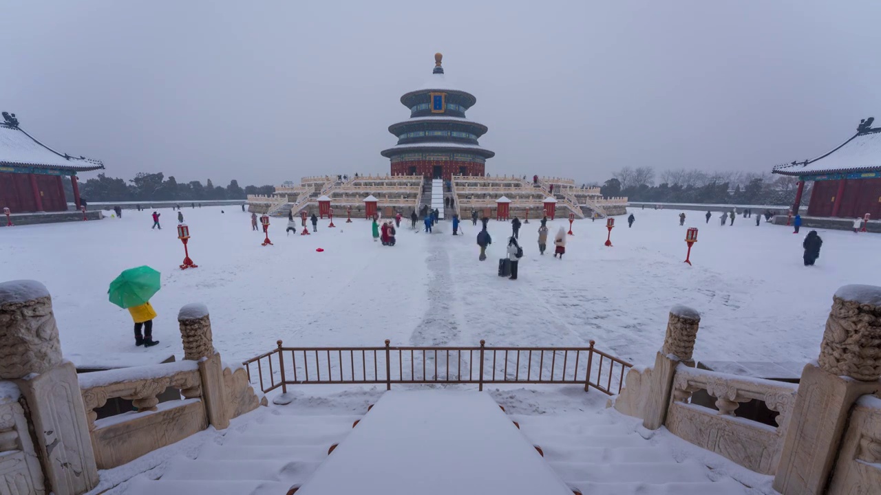 北京城市风景 雪景视频素材