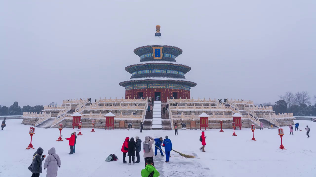 北京城市风景 雪景视频素材