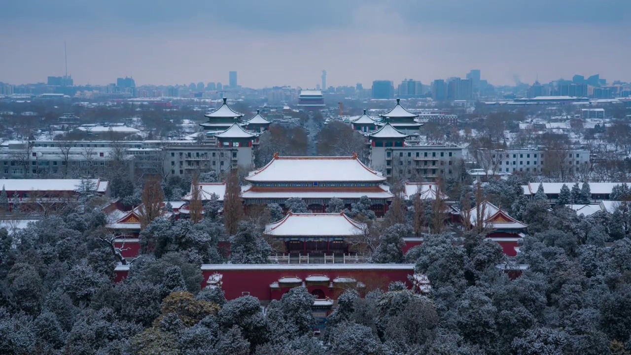 北京城市风景 雪景视频素材