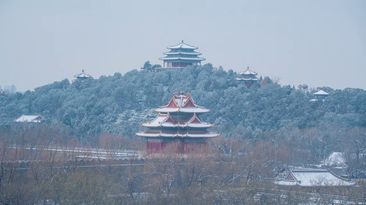 北京城市风景 雪景视频素材