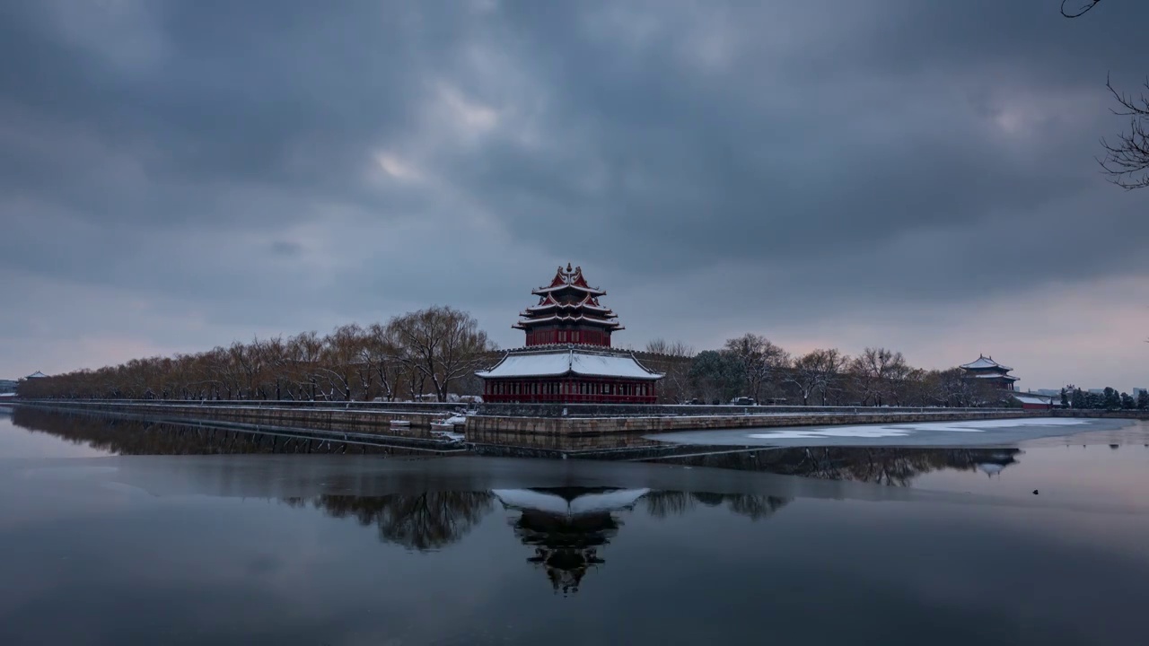 北京城市风景 雪景视频素材