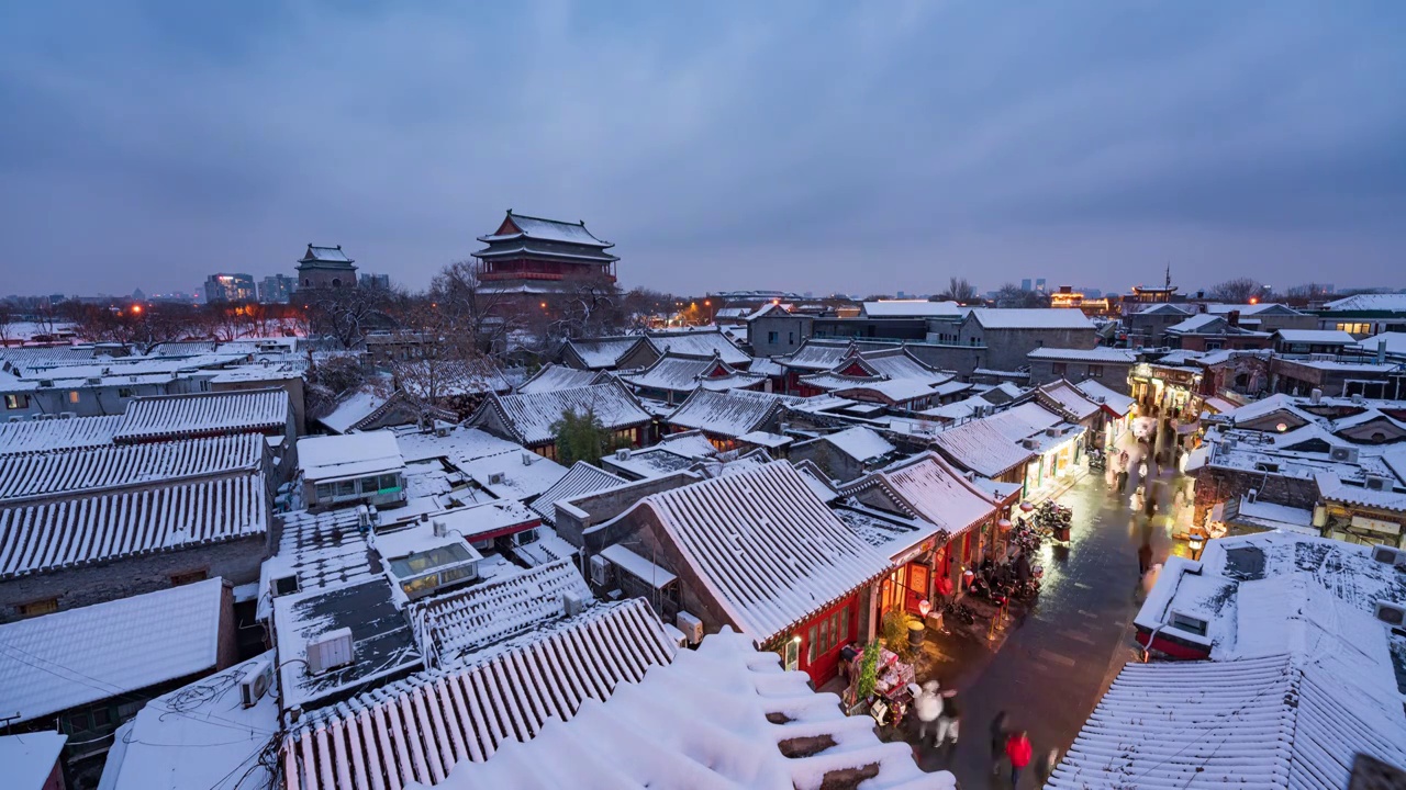 北京城市风景 雪景视频素材