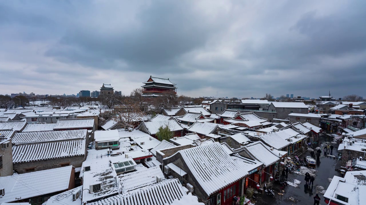 北京城市风景 雪景视频素材